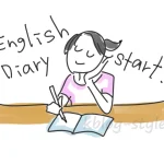 英語で日記を書く人のイラスト
